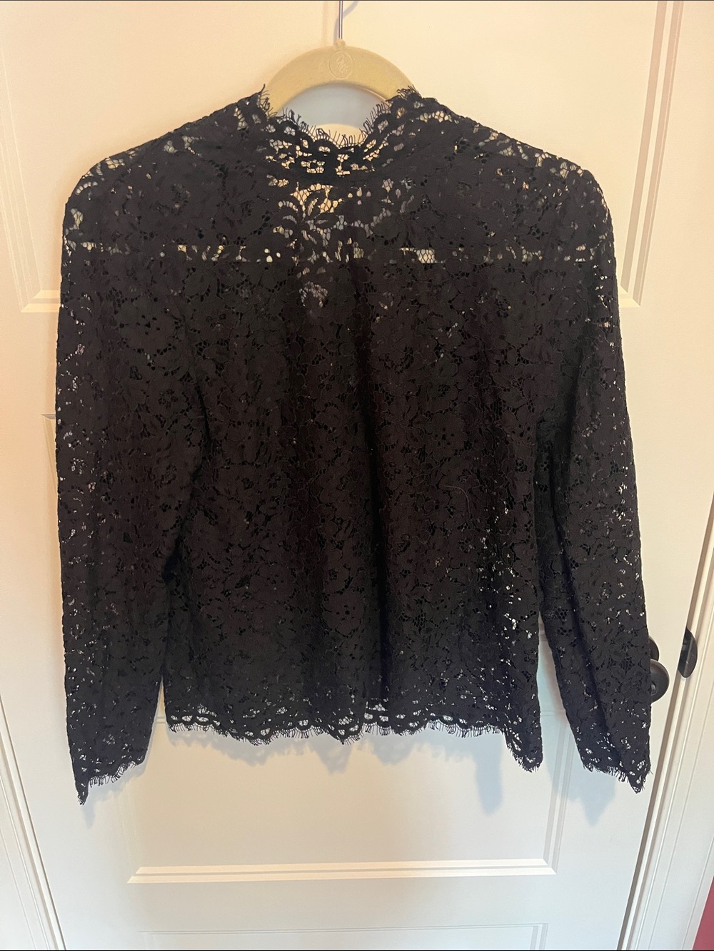 J. Crew Black Lace Long-Sleeve Blouse